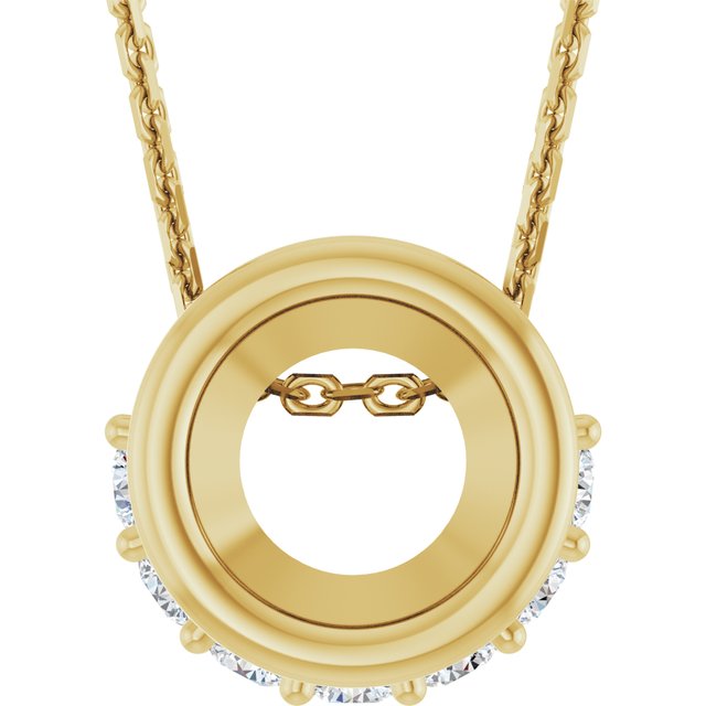14K Yellow 5 mm Round 1/10 CTW Natural Diamond 18" Necklace