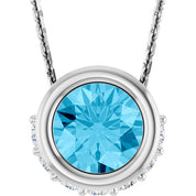 14K White Natural Aquamarine & 1/10 CTW Natural Diamond 18" Necklace