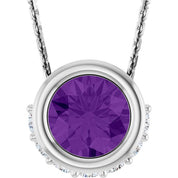 14K White Natural Amethyst & 1/10 CTW Natural Diamond 18" Necklace