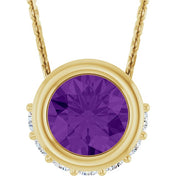 14K Yellow Natural Amethyst & 1/10 CTW Natural Diamond 18" Necklace