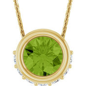 14K Yellow Natural Peridot & 1/10 CTW Natural Diamond 18" Necklace