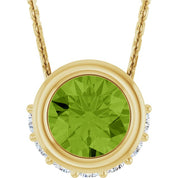 14K Yellow Natural Peridot & 1/10 CTW Natural Diamond 18" Necklace