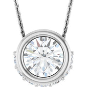 14K White Natural White Sapphire & 1/10 CTW Natural Diamond 18" Necklace