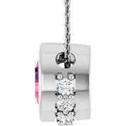 14K White Natural Pink Tourmaline & 1/10 CTW Natural Diamond 18" Necklace