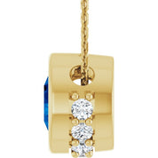 14K Yellow Natural Blue Sapphire & 1/10 CTW Natural Diamond 18" Necklace