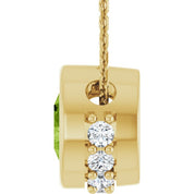 14K Yellow Natural Peridot & 1/10 CTW Natural Diamond 18" Necklace