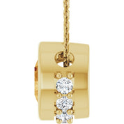 14K Yellow Natural Citrine & 1/10 CTW Natural Diamond 18" Necklace