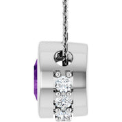 14K White Natural Amethyst & 1/10 CTW Natural Diamond 18" Necklace