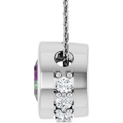 14K White Lab-Grown Alexandrite & 1/10 CTW Natural Diamond 18" Necklace
