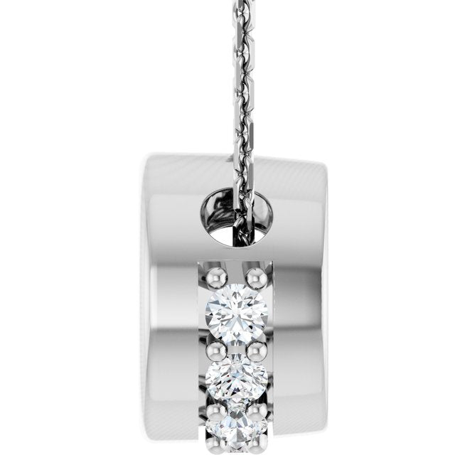 14K White  5 mm Round 1/10 CTW Natural Diamond 18" Necklace