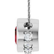 14K White Natural Mozambique Garnet & 1/10 CTW Natural Diamond 18" Necklace