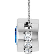 14K White Natural Blue Sapphire & 1/10 CTW Natural Diamond 18" Necklace