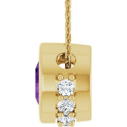 14K Yellow Natural Amethyst & 1/10 CTW Natural Diamond 18" Necklace