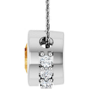 14K White Natural Citrine & 1/10 CTW Natural Diamond 18" Necklace