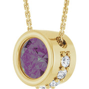 14K Yellow Lab-Grown Alexandrite & 1/10 CTW Natural Diamond 18" Necklace