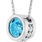 14K White Natural Aquamarine & 1/10 CTW Natural Diamond 18" Necklace