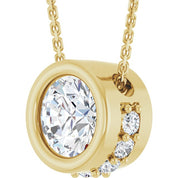 14K Yellow Natural White Sapphire & 1/10 CTW Natural Diamond 18" Necklace