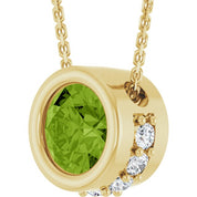 14K Yellow Natural Peridot & 1/10 CTW Natural Diamond 18" Necklace