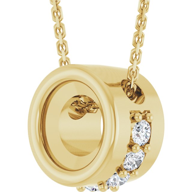 14K Yellow 5 mm Round 1/10 CTW Natural Diamond 18" Necklace