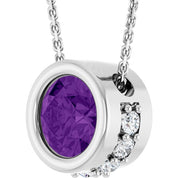 14K White Natural Amethyst & 1/10 CTW Natural Diamond 18" Necklace