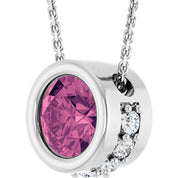 14K White Natural Pink Tourmaline & 1/10 CTW Natural Diamond 18" Necklace