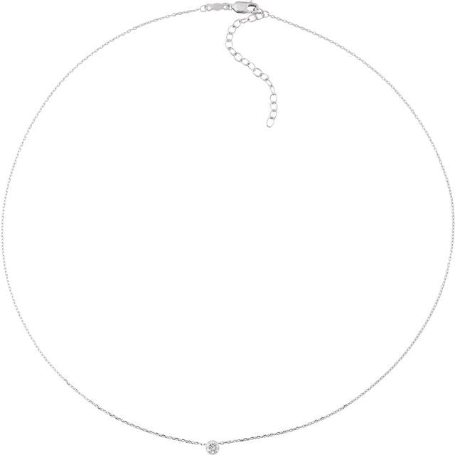 14K White 1/4 CTW Natural Diamond Ultra-Lightweight 16-18" Necklace
