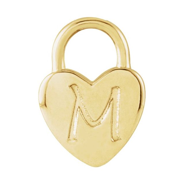 14k Gold Engravable Heart Lock Pendant - Small