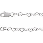 Sterling Silver 3.2 mm Heart 18" Chain
