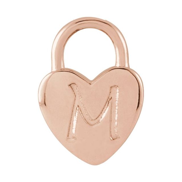 14k Gold Engravable Heart Lock Pendant - Small