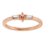 14K Rose 3.5x2 mm Marquise .08 CTW Natural Diamond Semi-Set Stackable Ring