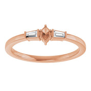 14K Rose 3.5x2 mm Marquise .08 CTW Natural Diamond Semi-Set Stackable Ring