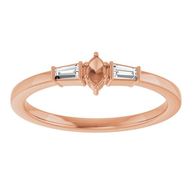 14K Rose 3.5x2 mm Marquise .08 CTW Natural Diamond Semi-Set Stackable Ring