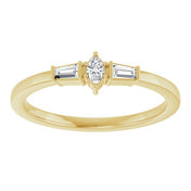 14K Yellow 1/6 CTW Natural Diamond Semi-Set Stackable Ring