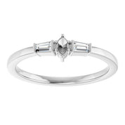 14K White 3.5x2 mm Marquise .08 CTW Natural Diamond Semi-Set Stackable Ring