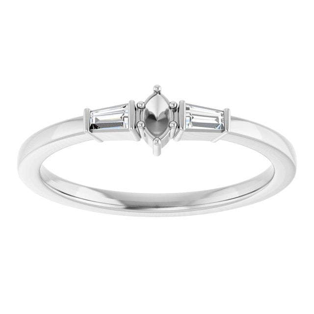 14K White 3.5x2 mm Marquise .08 CTW Natural Diamond Semi-Set Stackable Ring