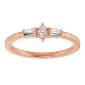 14K Rose 1/6 CTW Natural Diamond Semi-Set Stackable Ring