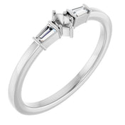 14K White 3.5x2 mm Marquise .08 CTW Natural Diamond Semi-Set Stackable Ring