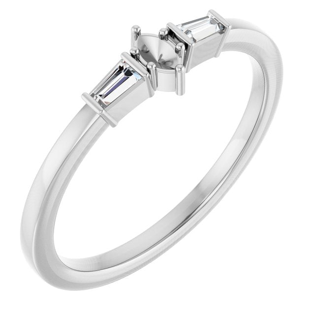 14K White 3.5x2 mm Marquise .08 CTW Natural Diamond Semi-Set Stackable Ring
