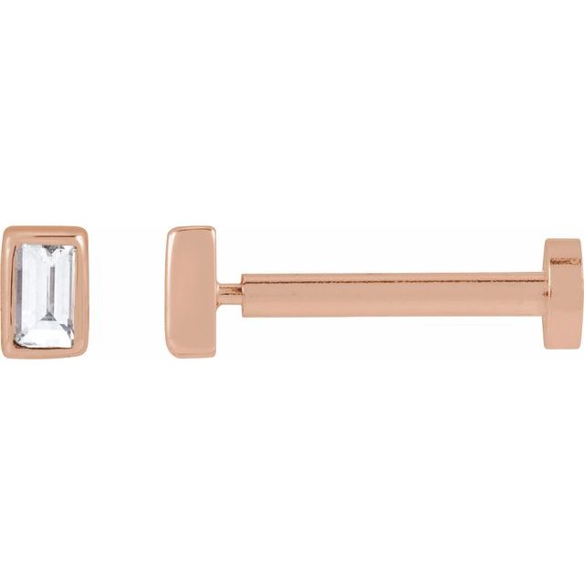 14K Rose Gold Lab-Grown Diamond Press Fit Back Stud Earring - LG101