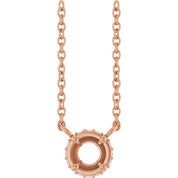 14K Rose 4 mm Round .04 CTW Natural Diamond Hidden Halo 18" Necklace