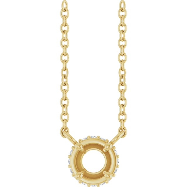 14K Yellow 4 mm Round .04 CTW Natural Diamond Hidden Halo 18" Necklace