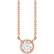 14K Rose 1/4 CTW Natural Diamond Hidden Halo 18" Necklace