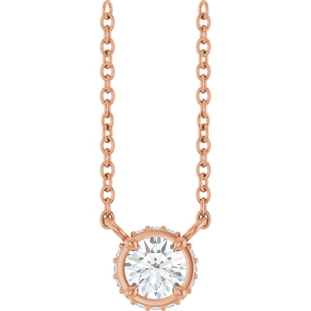 14K Rose 1/4 CTW Natural Diamond Hidden Halo 18" Necklace