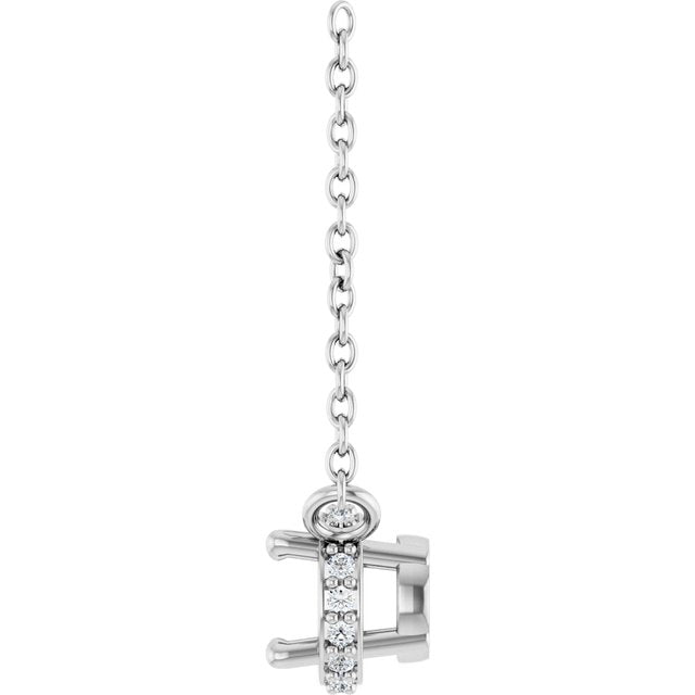 14K White 4 mm Round .04 CTW Natural Diamond Hidden Halo 18" Necklace