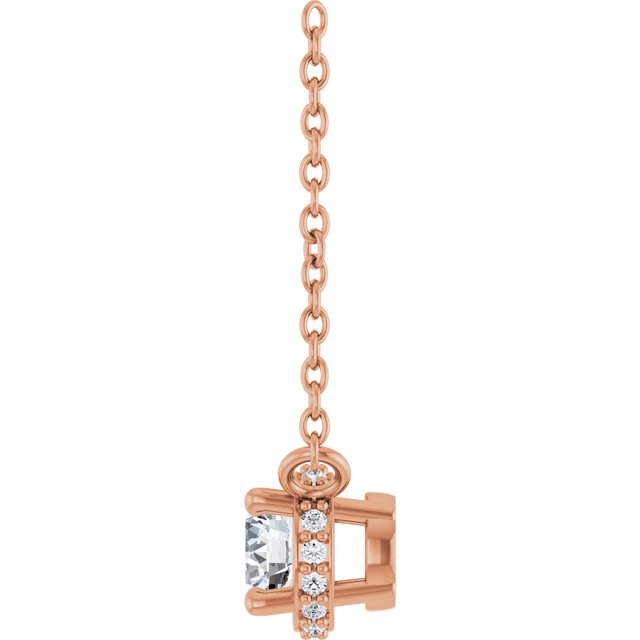 14K Rose 1/4 CTW Natural Diamond Hidden Halo 18" Necklace