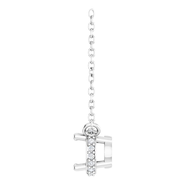 14K White 4.5 mm Round .04 CTW Natural Diamond Hidden Halo 18" Necklace