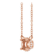 14K Rose 4.5 mm Round .04 CTW Natural Diamond Hidden Halo 18" Necklace