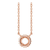 14K Rose 4.5 mm Round .04 CTW Natural Diamond Hidden Halo 18" Necklace