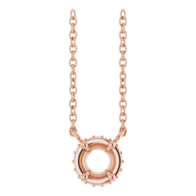 14K Rose 4.5 mm Round .04 CTW Natural Diamond Hidden Halo 18" Necklace