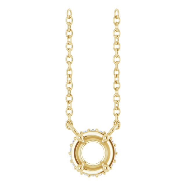 14K Yellow 4.5 mm Round .04 CTW Natural Diamond Hidden Halo 18" Necklace